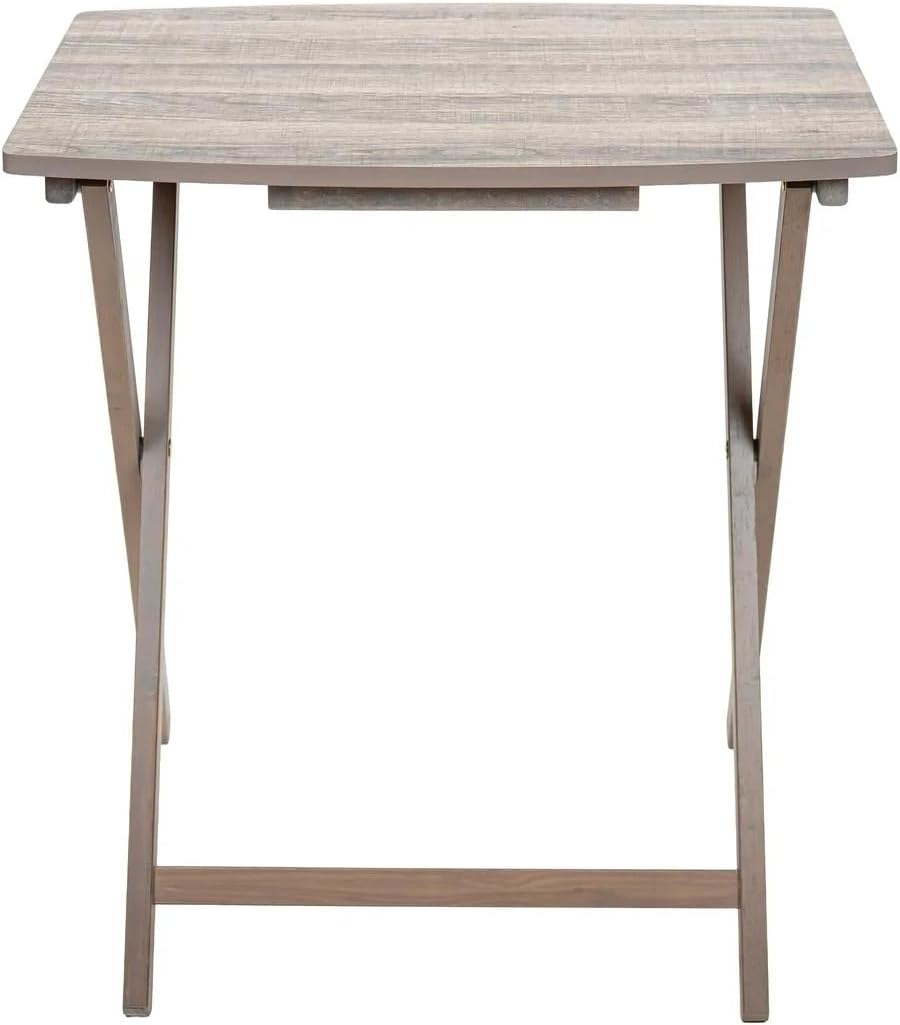 Oversized Rustic Gray Folding Tray Table, 23.5 x 18 Inch Surface