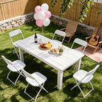 White Folding Chairs 2 Pack, Plastic Folding Chairs for Outside, Heavy Duty Foldable Chairs, Sturdy Metal Folding Chairs, 350 lbs Capacity, for Patio, Garden, Party