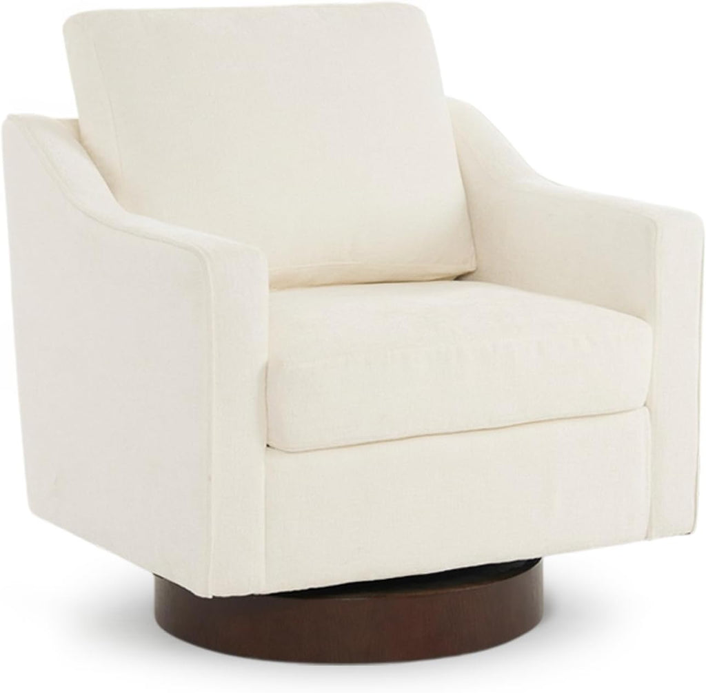 VINGLI Mid-Century Modern Swivel Accent Chair, 360°Upholstered Armchair, Home Sofa with Track Arms for Living Room, Bedroom, Reading Room, Club Swivel Chair,Chenille Beige