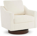 VINGLI Mid-Century Modern Swivel Accent Chair, 360°Upholstered Armchair, Home Sofa with Track Arms for Living Room, Bedroom, Reading Room, Club Swivel Chair,Chenille Beige