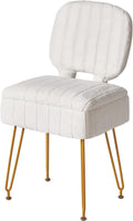 IBUYKE Vanity Stool with Storage, Folding Back Makeup Chair, White WBD030W | Rectangular Small 15.75" x 11.81" x 29.13" Velvet Cute Ottoman Stool Living Room Anti-Slip Feet