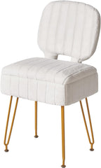 IBUYKE Vanity Stool with Storage, Folding Back Makeup Chair, White WBD030W | Rectangular Small 15.75" x 11.81" x 29.13" Velvet Cute Ottoman Stool Living Room Anti-Slip Feet