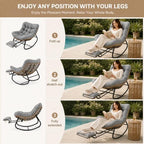 Oversized Rocking Chair with Zero-Gravity Foot Rest & Ottoman, Comfy Lounge Chair for Patio, Porch, Balcony, Indoor Reading Nook, Big Cozy Chaise Chair for Outdoor & Home Use, Grey