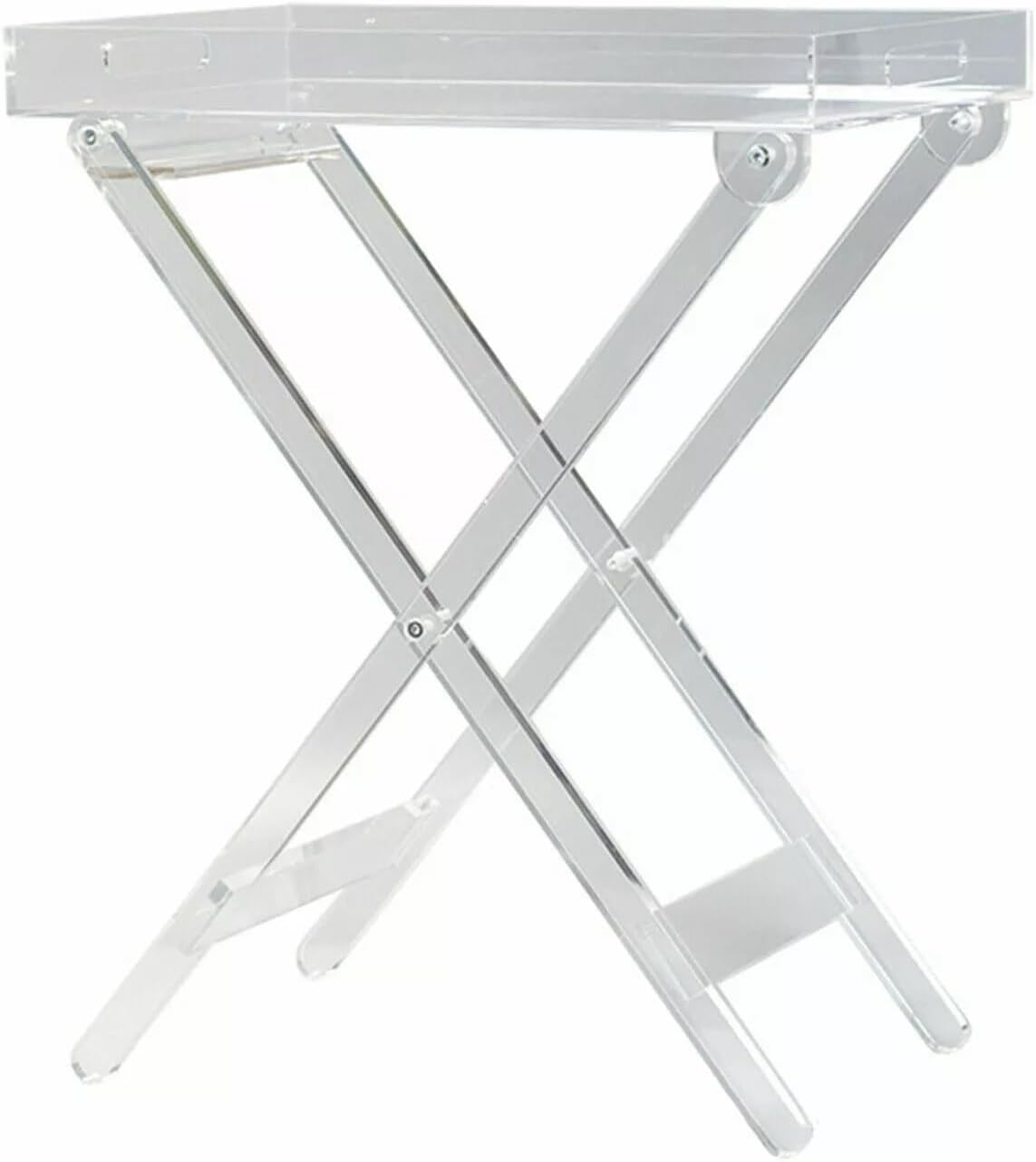 Acrylic Side Table Folding Tray Tables Modern End Table Clear Table Folding TV Tray Table for Living Room Kitchen Bedroom Garden