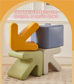 Modern PE Sofa Side Table, End Table, Bedside Table, Magazine Rack, Versatile Cube Ottoman, for Bedroom, Living Room, Balcony(Orange)