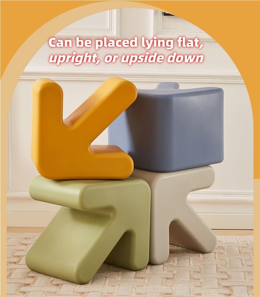 Modern PE Sofa Side Table, End Table, Bedside Table, Magazine Rack, Versatile Cube Ottoman, for Bedroom, Living Room, Balcony(Orange)