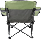 Quilted Double Camping Chair and Single Camping Chair with Padded Seat and Back for Camping/Hiking/Backpacking – Available in Low and Standard Heights (Low Chair (Gray/Asparagus))