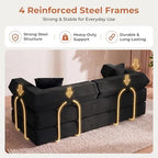 79" Convertible Futon Sofa Bed, Couch for Living Room | Black | 5-in-1 Corduroy Modular Futon Couch with Pocket Springs, Sleeper Sofa, Pull Out Couch Bed, No Assembly