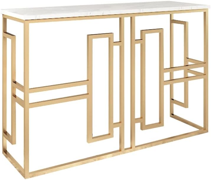 Coffee Table Golden Console Table, Marble Console Table, Telephone Table, Narrow Hall Table with Storage Bookshelf, Suitable for Corridor/Living Room