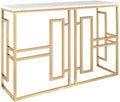 Coffee Table Golden Console Table, Marble Console Table, Telephone Table, Narrow Hall Table with Storage Bookshelf, Suitable for Corridor/Living Room