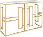 Coffee Table Golden Console Table, Marble Console Table, Telephone Table, Narrow Hall Table with Storage Bookshelf, Suitable for Corridor/Living Room