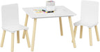 ALEVINE 3 Piece Square Back Kids Table Set | Kids wooden table and chair set with animal-themed chairs, designed for play, learning, crafts, and activities.