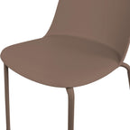 2xhome Set of 2 Modern Stackable Armless Dining Chairs | Plastic Shell Seat with Metal Legs | Indoor or Outdoor Use | Home Kitchen Patio, Brown