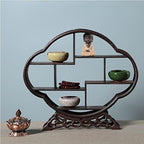 NWFashion Chinese Wooden Rosewood Display Stand Decoration 11" Curio Cabinets Shelf (Begonia)
