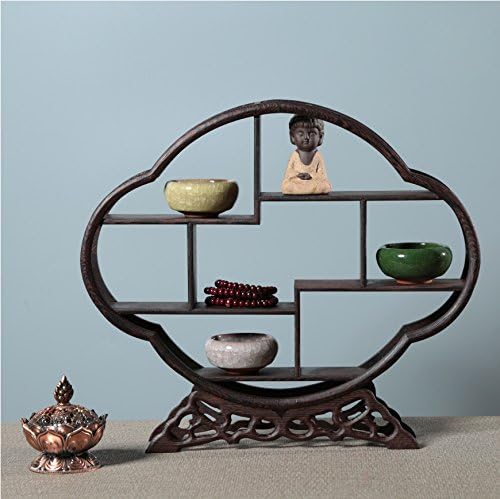 NWFashion Chinese Wooden Rosewood Display Stand Decoration 11" Curio Cabinets Shelf (Begonia)