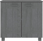 Dark Grey Solid Pine Wood Sideboard with MDF Large Storage, Rustic Style Furniture for Living Room Dining Area, 2 Doors and Built-in Shelves Organizer