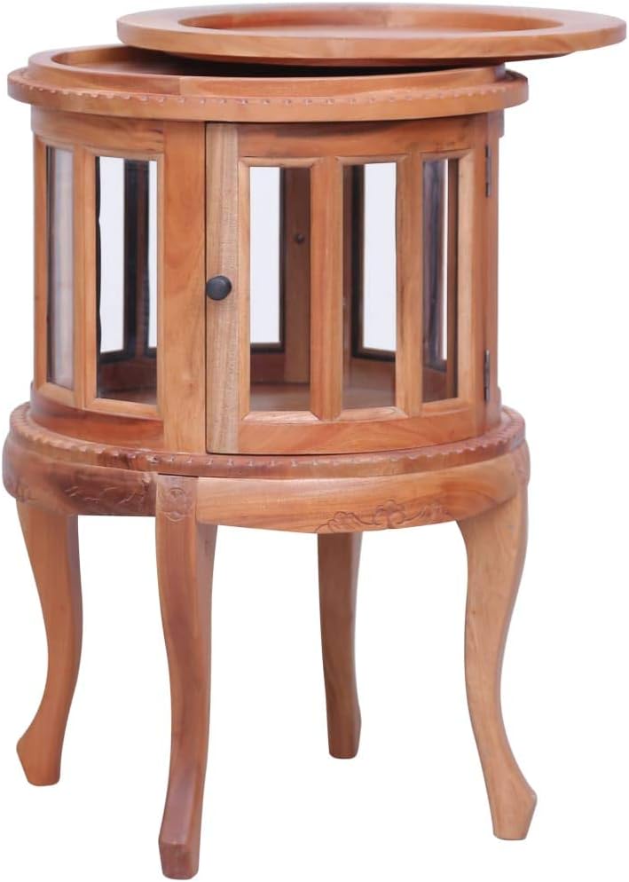Vitrine Cabinet,Nightstand,Telephone Table,Bedside Sofa Table,for Living Room,Entryway, Hallway,Kitchen, Bedroom,With 1 tray,2 doors and 1 compartment,Natural 19.7"x19.7"x29.9" Solid Mahogany Wood