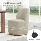 CHITA Upholstered Rolling Dining Chair on Casters Set of 4, Oatmeal | FSC Certified Modern Fabric Dining Chair with Casters, Boucle Dining Chairs for Reading Room Kitchen Dining Room