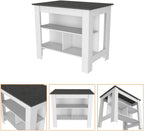 2 Piece Kitchen Set with Island and Microwave Pantry Cabinet | Interlocking mechanism for setup without tools assembly