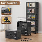 BROVIEW 180Qt Stackable Storage Bins with Lid, Extra Large Closet Organizer Collapsible Drawer Boxes with Wheels, Folding Plastic Cabinet Containers for Home Kitchen Room Organization, 3Pack Black