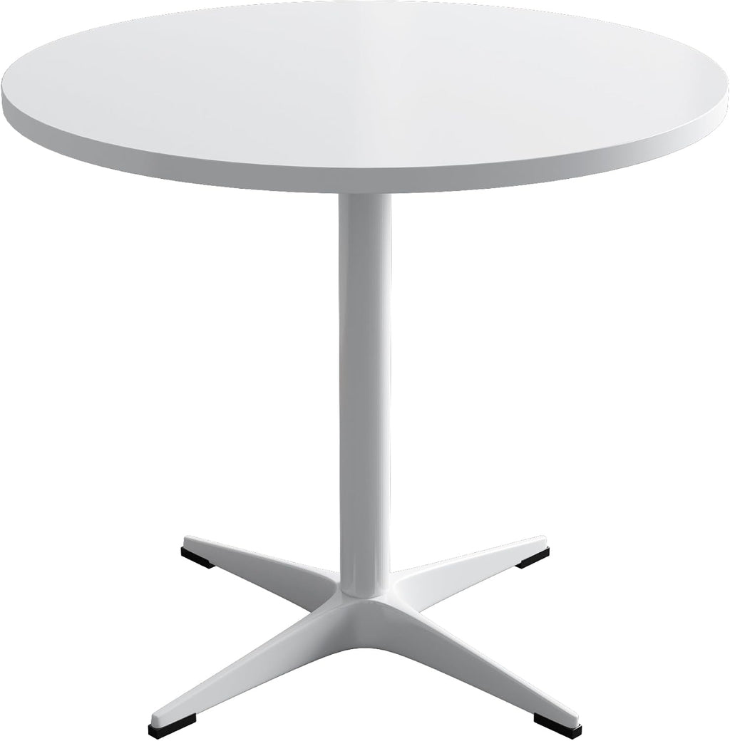 Round Dining Table Kitchen Table for 4 People 30 inch Circle Mid Century Modern Table with Sturdy Metal Base for Small Spaces Dining Room Living Room Office Farmhouse Water-Resistant, White