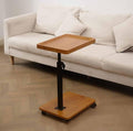 C Shaped End Table Adjustable Height with Wheels, Couch Tables That Slide Under, C Shaped End for Couch Double-Layered Storage for Living Room, Bedroom,Cherry Wood Color