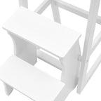 3 Tier Folding Step Stool,Wood Ladder,Folding Library Ladder Chair,Portable Multifunctional Step Stool for Home, Office,Library (White)