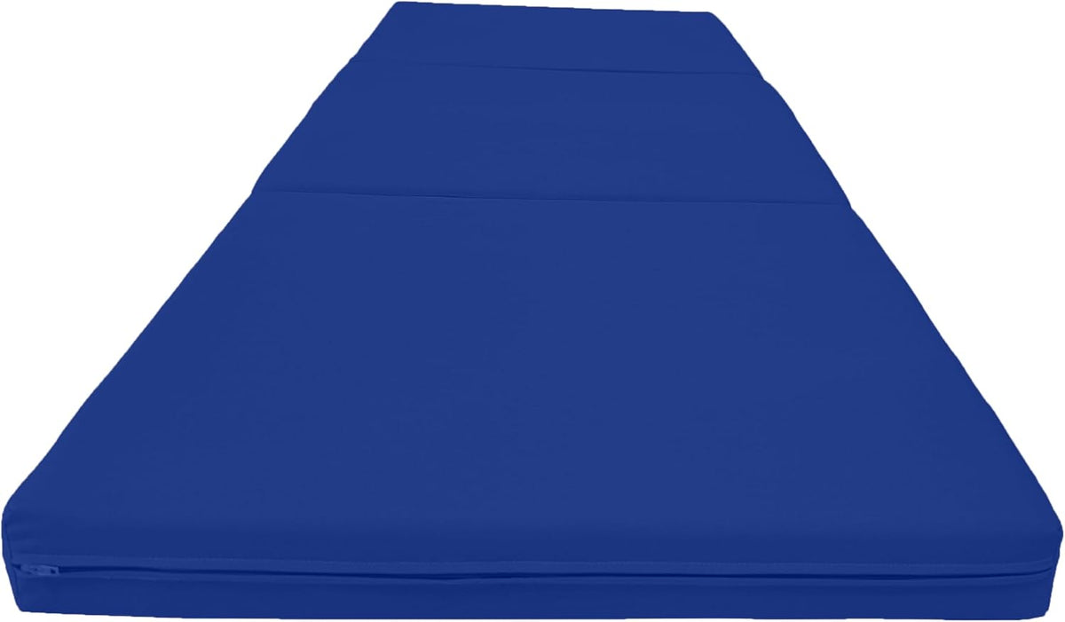 D&D Futon Furniture Trifold Foam Beds, Floor Tri-Fold Bed, Foldable Shikibuton Mattress Cushion Topper Mat for Space Saving Sleepover 3x27x75 in, Royal Blue
