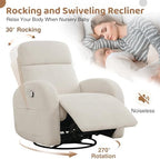 Manual Swivel Rocker Recliner, Small Recliners for Small Spaces