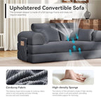 79"Round Arm Sofa with High Backrest Pillow for Living Room (Dark Gray) | Corduroy Loveseat Sleeper Sofa Bed, Modular Futon Couch with 2 High Backrest, Pull Out Couch No Assembly