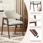 MALOL Wooden Dining Chairs Set of 4, Modern Fabric Upholstered Dining Room Chair, Kitchen Side Chairs, Farmhouse Dinner Chair with Curved Open Back for Kitchen, Beige