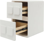 Modern Minimalist End Table, with 2 Drawers Bedside Table, Bedside Nightstand for Bedroom, Living Room, Office, 15.75x11.81x19.69 Inches (White)