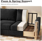 Apicizon Loveseat & 3 Seater Sofa Sets, 89" Couch Sofa Set for Living Room Furniture, 2 Piece Modern Sleeper Sofa with Deep Seat Cloud Couch for Apartment Lounge, Black Corduroy