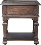 Pemberly Row 3-Piece Cocktail Table Set, Rubberwood and Hickory Veneers, Chateau Brown Finish, Includes 1 Cocktail Table with Casters and 2 End Tables, Bottom Shelves and Drawer, Living Room Furniture