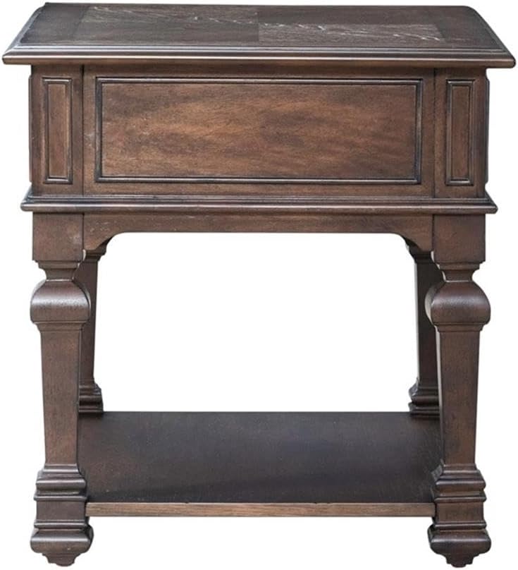 Pemberly Row 3-Piece Cocktail Table Set, Rubberwood and Hickory Veneers, Chateau Brown Finish, Includes 1 Cocktail Table with Casters and 2 End Tables, Bottom Shelves and Drawer, Living Room Furniture