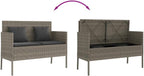 Gray Poly Rattan Outdoor Storage Bench with Cushion, Patio Seating with Waterproof Storage Bag for Cushions and Towels