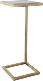 Home Decor End Table, Side Table, or Night Stand - Metal C-Shaped Accent Table with Marble Top Perfect for Big or Small Spaces - A Modern Accent for Office, Bedroom, or Living Room - 24" White & Gold