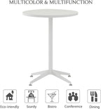 Small Round Pedestal Dining Table for 2-23.6" Modern White Kitchen Table with Sturdy Metal Cross-Leg Base, 1-Inch Thick Waterproof MFC Top, Space-Saving Bistro Table for Apartment, Studio, Breakroom