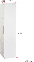 70.87" Narrow Kitchen Pantry Cabinet, Freestanding Buffet Cupboard with 6 Door Shelves & Adjustable Shelves, 6-Tier Slim Storage Organizer for Kitchen, Living Room, Dining Room, White