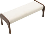 GDFStudio 50.25" Upholstered Long Bench, Modern Chenille Dining Bench with Solid Wood Legs, Padded Entryway Bench Seat for Bedroom End of Bed Kitchen Hallway Living Room, Beige