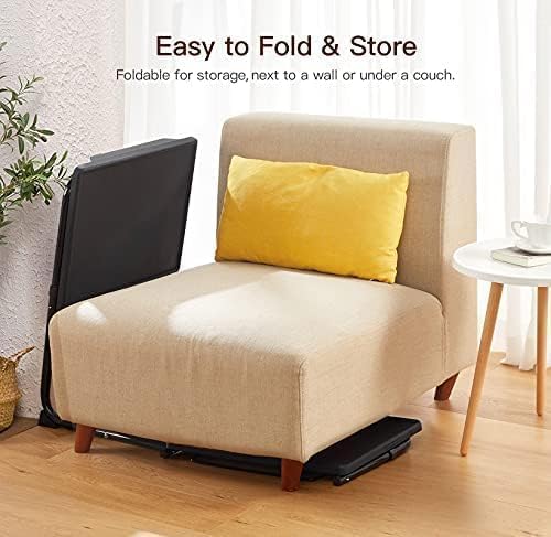 HUANUO TV Trays Set of 2, TV Tray with 6 Height & 3 Tilt Adjustments, Black | 21.53" - 28.74" Height Range, Foldable, Cup Holder, Crossbar for Stability, for Eating, Working, Drawing on Sofa, Bed