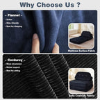 Folding Futon Sleeper Sofa Bed Chair, No Assembly, Black 3 | Dual-layer flannel corduroy| Anti-collapse foam| Pillow and blanket included| Side pockets| Ergonomic for lounging