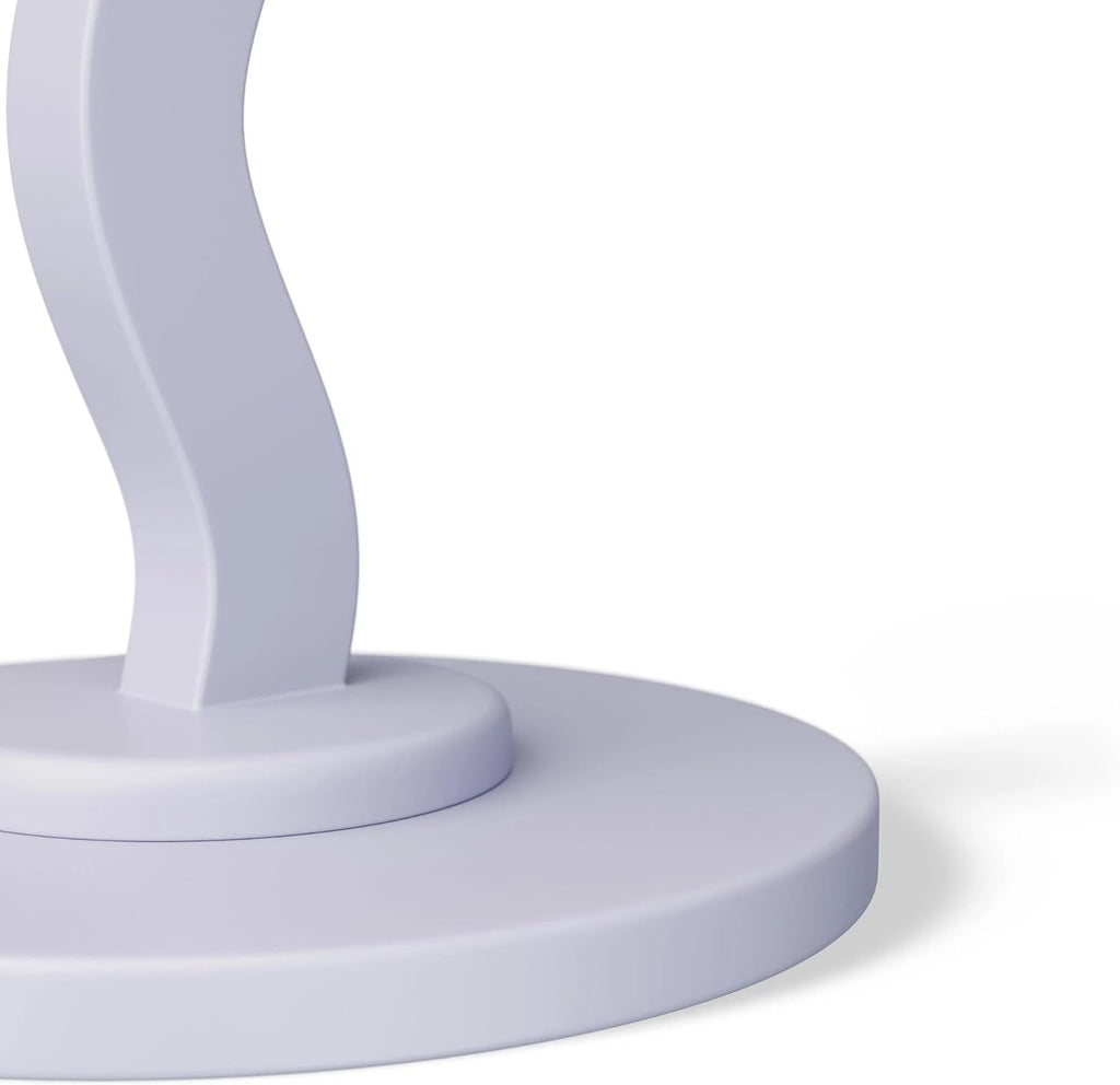Rubberwood Side Table with Satin Finish, Unique Wavy Silhouette, Sturdy Load-Bearing Tabletop and Smooth Polished Edges, Requires Simple Assembly(Lightpurple)