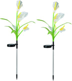 Veesee Solar Garden Lights - Outdoor Stake Lights with Calla Lily Design, Decorative for Lawn, Yard, Patio & Landscape (White, 2Pack)