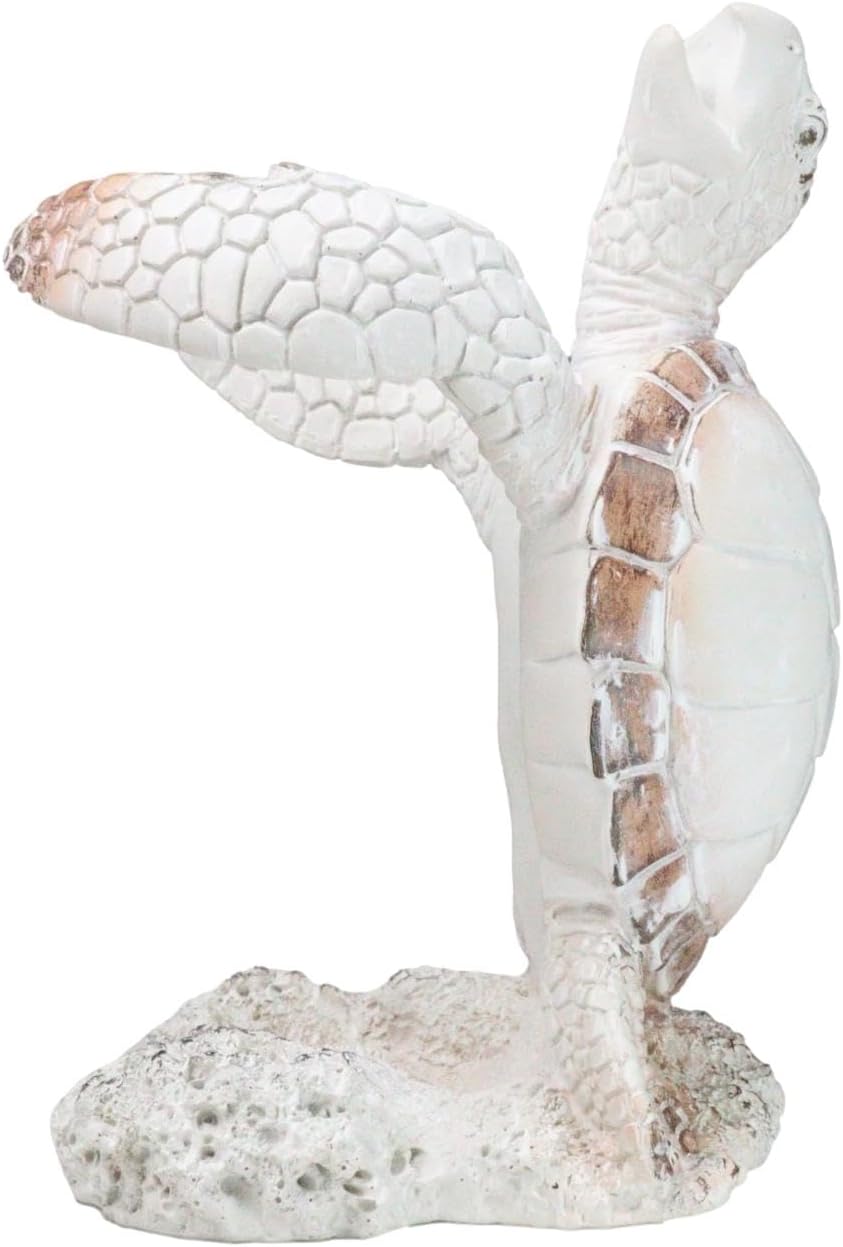 Ebros Gift Nautical Coastal Dancing Antique White Sea Turtle Wine Bottle Holder Caddy Figurine 7.5" High Home Kitchen Decorative Storage Organizer Turtles Terrapins Tortoises Decor