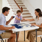 Folding Table, 36 Inch Square Foldable Card Table with Carrying Handle, Heavy Duty Fold-in-Half Portable Table No Assembly, Ideal for Picnic, Camping, RV Travel, Parties, BBQs, Crafting and Indoor Use
