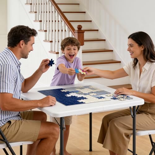Folding Table, 36 Inch Square Foldable Card Table with Carrying Handle, Heavy Duty Fold-in-Half Portable Table No Assembly, Ideal for Picnic, Camping, RV Travel, Parties, BBQs, Crafting and Indoor Use
