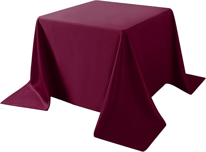 Cupuamon Square Tablecloth 90x90 inch Washable Polyester Fabric Table Cloth for Wedding Party Dining Banquet Decoration（90x90,Burgundy）