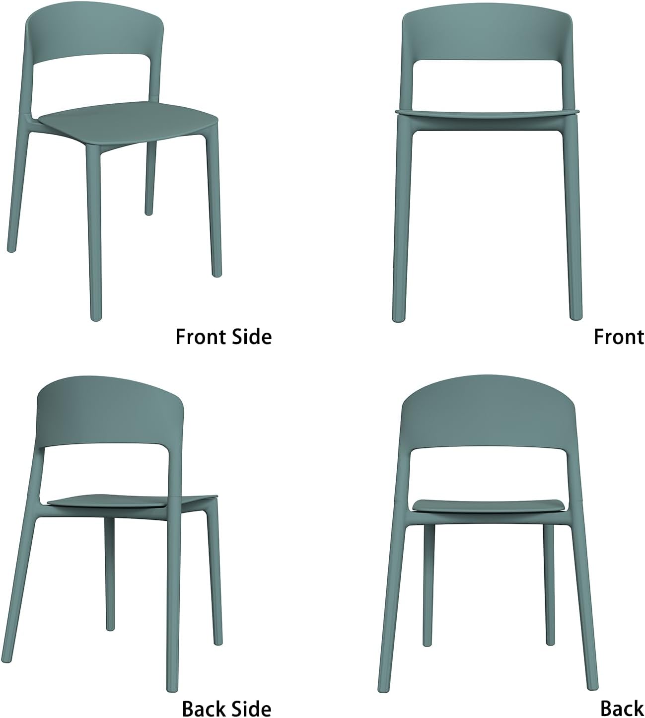 LESHI Plastic Dining Chairs,Modern Dining Chairs Quick Assembly Simple Kitchen Chairs for Indoor or Outdoor (Cyan Blue, 3 Pack)