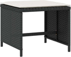 4-Piece Garden Stool Set with Cushions, Black and Cream, Square Outdoor Stools with Removable Polyester Cushions, Metal Frame and PE Rattan, 242.5 lbs Capacity per Stool for Patio